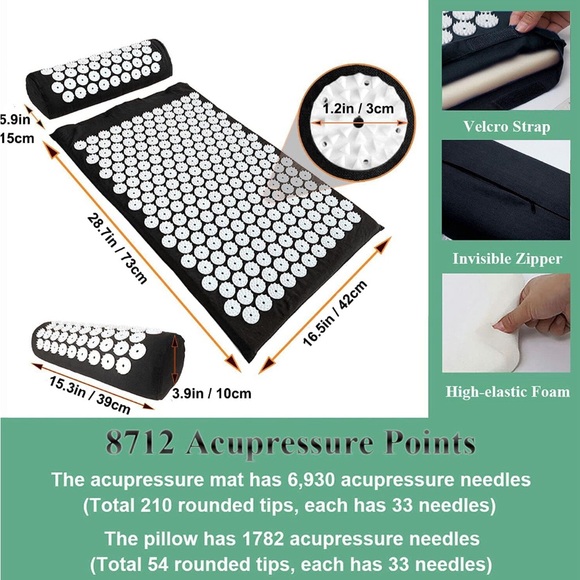 Prosource Fit Acupressure Mat Pillow Set Pain Relief Acupuncture Equipment Gym - Picture 1 of 11